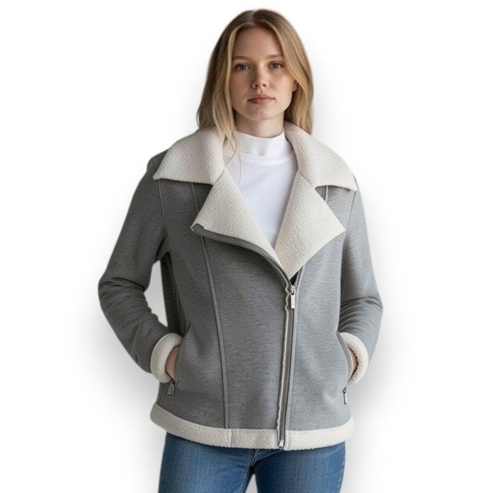 Michael Kors Women's Cotton-Blend Sherpa Moto Jacket Size‎  M
